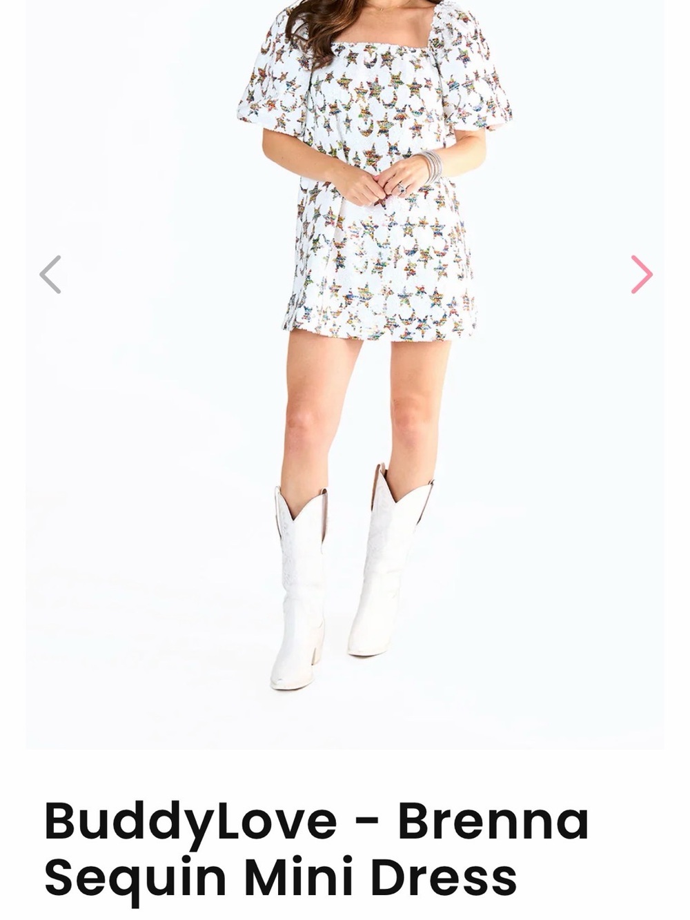 Buddy Love White Mini Skirt with Multicolor Floral Sequin Detail